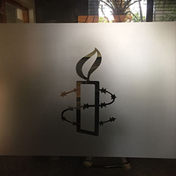 Digital printed sandblast vinyl applied to windows, Johanneburg office